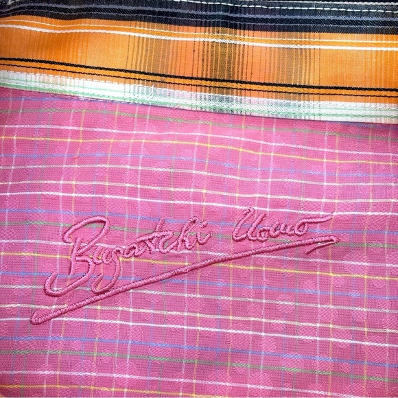 Bugatchi Uomo Men's Embroidered Flip Cuff Colorful Plaid Button Up Shirt XL - Picture 10 of 15